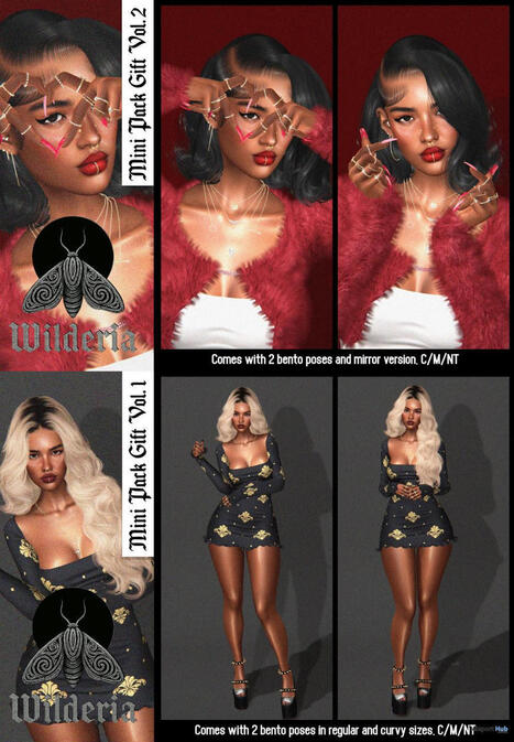 Mini Pose Pack Vol 1 & 2 April 2026 Group Gift by WILDERIA | Teleport Hub - Second Life Freebies | Second Life Freebies | Scoop.it