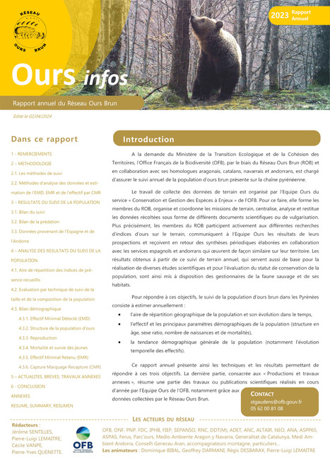 Ours infos 2023 - Rapport annuel du réseau Ours brun | Biodiversité | Scoop.it