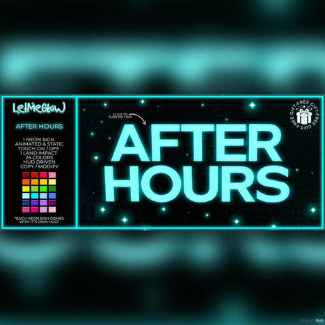 After Hours Neon Sign August 2026 Group Gift by LET ME GLOW | Teleport Hub - Second Life Freebies | Second Life Freebies | Scoop.it