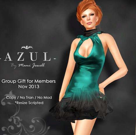 Cyan Dress November 2013 Group Gift by -Azul- | Teleport Hub - Second Life Freebies | Teleport Hub | Scoop.it