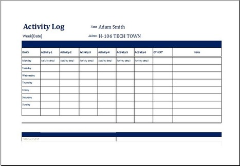 activity log book