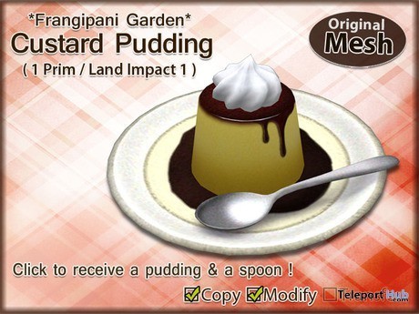 Custard Pudding 1L Promo by Frangipani Garden | Teleport Hub - Second Life Freebies | Second Life Freebies | Scoop.it