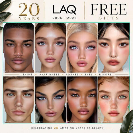 Several Skin Packs September 2026 20th Anniversary Subscriber Gift by LAQ | Teleport Hub - Second Life Freebies | Second Life Freebies | Scoop.it