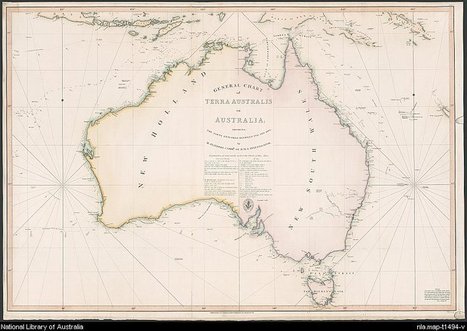 Digital Collections - Maps - Flinders, Matthew, 1774-1814. General chart of Terra Australis or Australia [cartographic material] : showing the parts explored between 1798 and 1803 by M. Flinders Co... | Primary history- First Contacts | Scoop.it