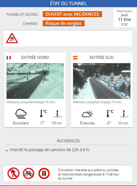 Conditions d'accès au Tunnel de Bielsa-Aragnouet le 11 janvier (08:32) | Vallées d'Aure & Louron - Pyrénées | Scoop.it