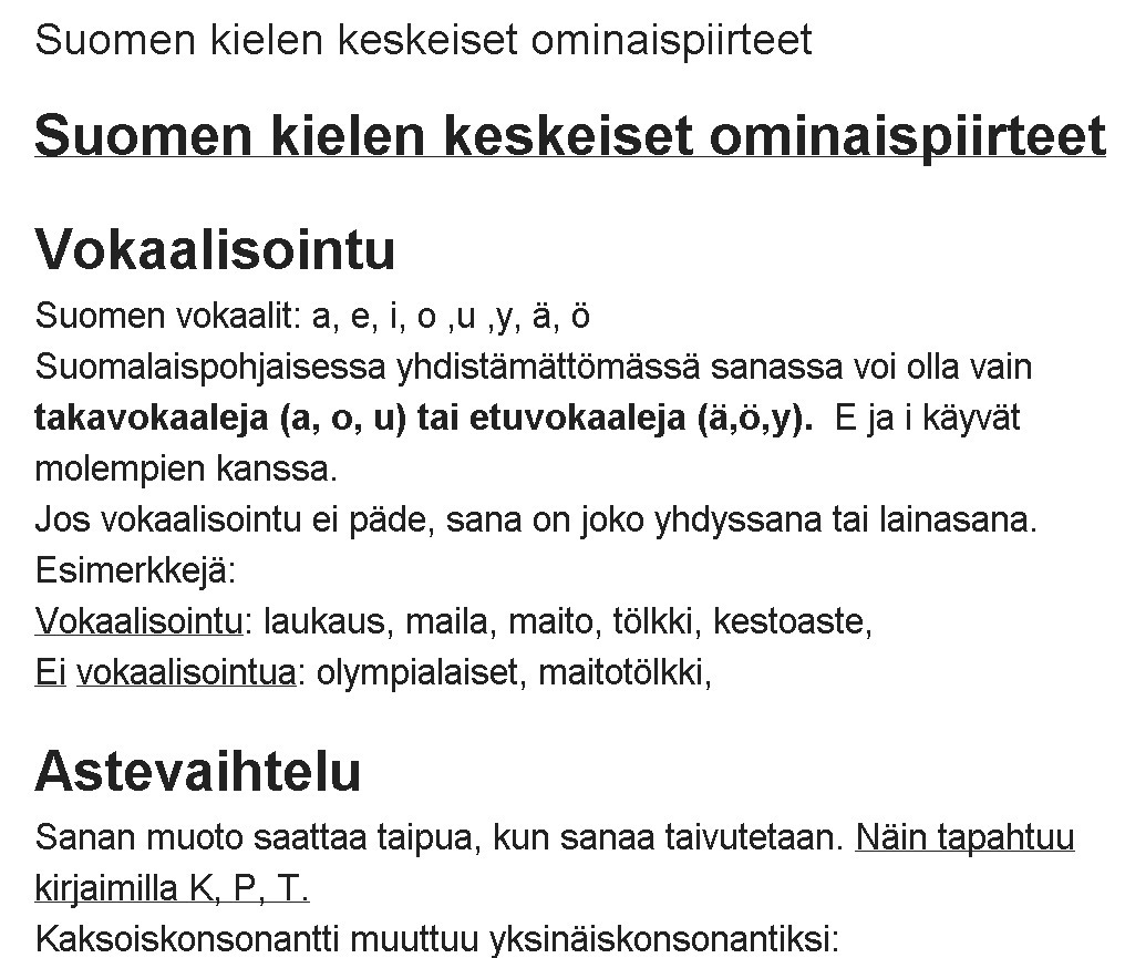 Suomen kielen keskeiset ominaispiirteet | 1Uuti...
