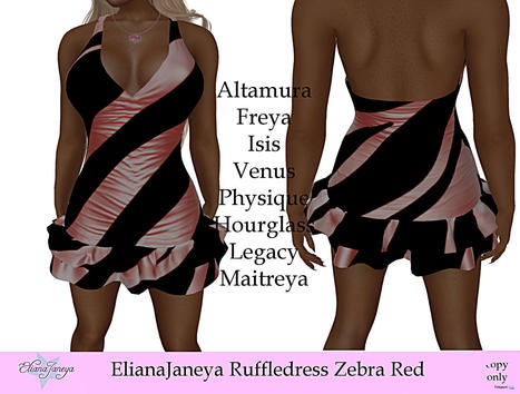 Ruffle Dress Zebra Red July 2022 Group Gift by ElianaJaneya Design | Teleport Hub - Second Life Freebies | Second Life Freebies | Scoop.it