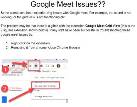 Google Meet issues? - If you are using the Grid View extension try Removing it and it may resolve the issue - see how (via @BCor_2 ) | mlearn | Scoop.it