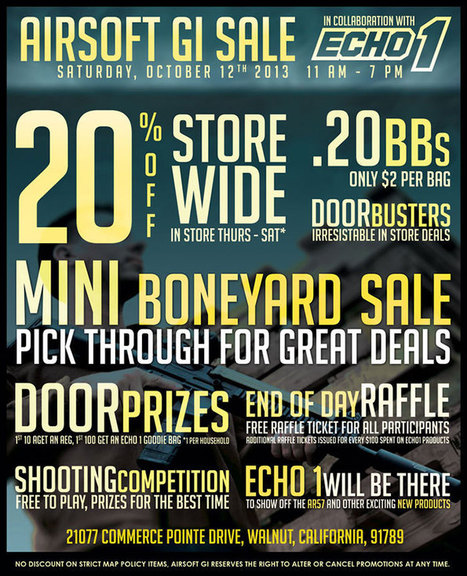 BIG Airsoft GI Sale - OCTOBER 12 in CALI! | Thumpy's 3D Airsoft & MilSim EVENTS NEWS ™ | Scoop.it
