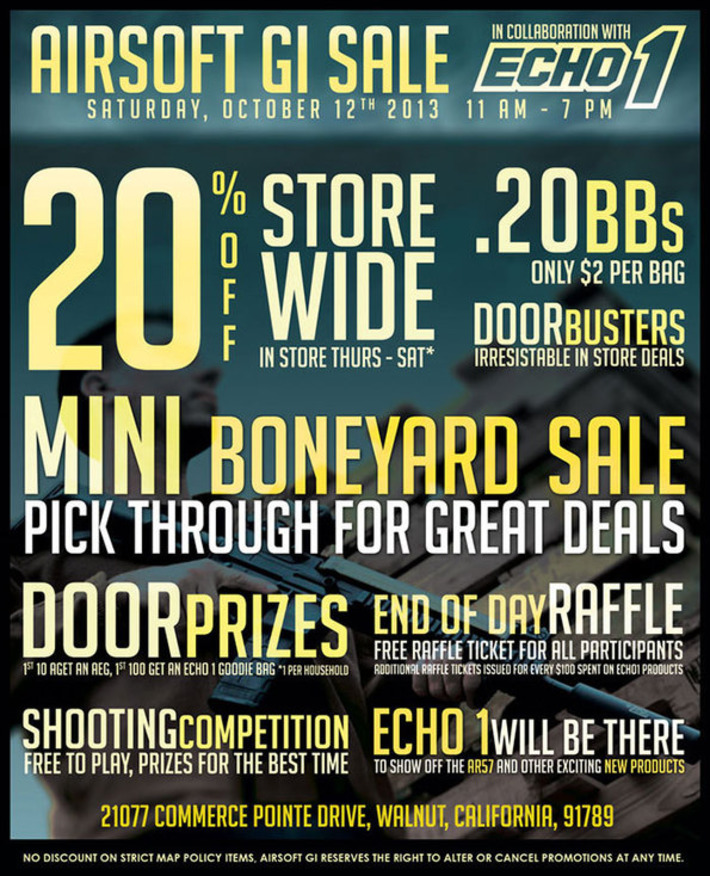 BIG Airsoft GI Sale - OCTOBER 12 in CALI! | Thumpy's 3D Airsoft & MilSim EVENTS NEWS ™ | Scoop.it