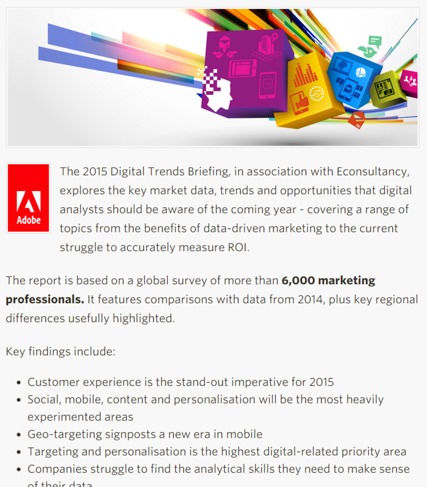 [FREE REPORT] Digital Trends for 2015 - Adobe and Econsultancy | The MarTech Digest | Scoop.it