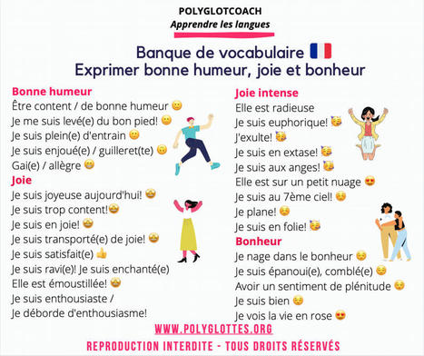 Le vocabulaire et les expressions de la bonne humeur �, de la joie � et du bonheur � en français – Leçon et exercices FLE – | FLE enfants | Scoop.it