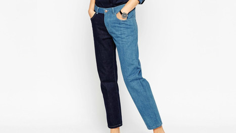 jeans with different coloured legs