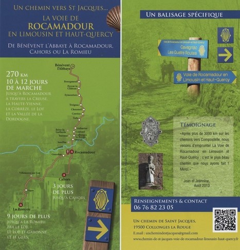 Le Flyer 2016 de La Voie de Rocamadour, Chemin vers Compostelle, est sorti ! - Un Chemin de St Jacques: La Voie de Rocamadour en Limousin et Haut-Quercy, par B&eacute;n&eacute;vent, Tulle, Collonges la Rouge | Cheval et Nature | Scoop.it