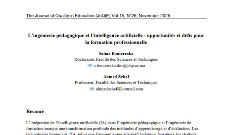 L&rsquo;ing&eacute;nierie p&eacute;dagogique et l&rsquo;intelligence artificielle : opportunit&eacute;s et d&eacute;fis pour la formation professionnelle | Intelligence artificielle g&eacute;n&eacute;rative et p&eacute;dagogie | Scoop.it
