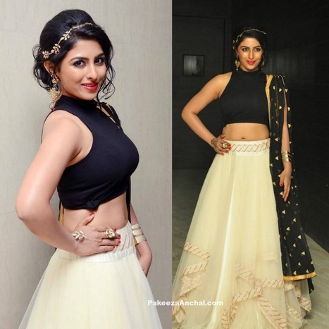 Kruthika in sleeveless Black Top and Cream Lehenga | Indian Fashion Updates | Scoop.it