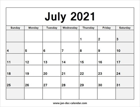 Printable Free 2021 Calendar January