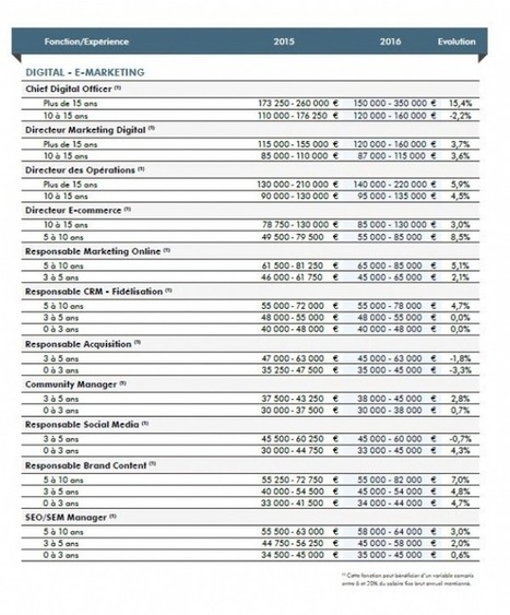 Salaires marketing en 2016 : le digital poursuit son envolée | B2B OP TBS | Scoop.it