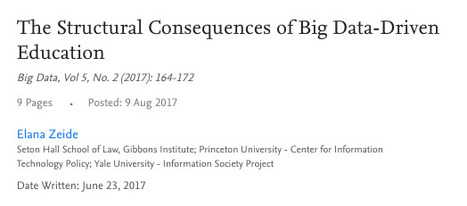The Structural Consequences of Big Data-Driven Education // Elana Zeide  | Educational Psychology & Emerging Technologies: Critical Perspectives and Updates | Scoop.it