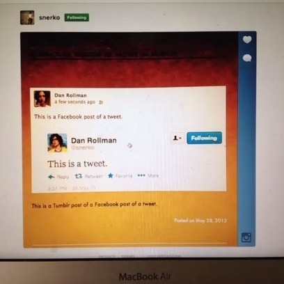 This is a Scoop of a Vine of an Instagram of a Tumblr post of a Facebook post of a tweet. | fun for geeks | Scoop.it
