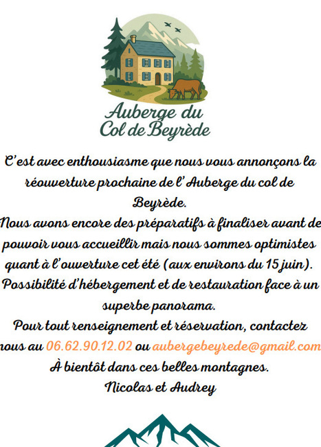 Réouverture de l'Auberge du col de Beyrède | Vallées d'Aure & Louron - Pyrénées | Scoop.it