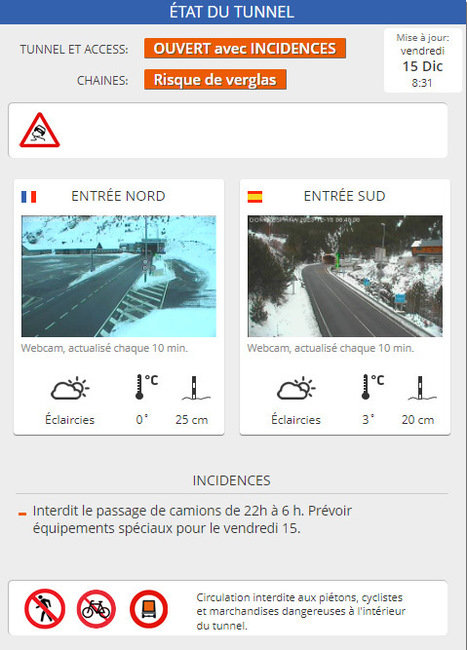 Conditions d'accès au tunnel de Bielsa (15/12 - 08:31) | Vallées d'Aure & Louron - Pyrénées | Scoop.it