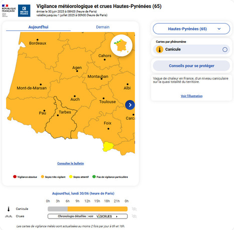 Vigilance orange pour canicule lundi 30 juin et mardi 1er juillet dans les Hautes-Pyrénées | Vallées d'Aure & Louron - Pyrénées | Scoop.it