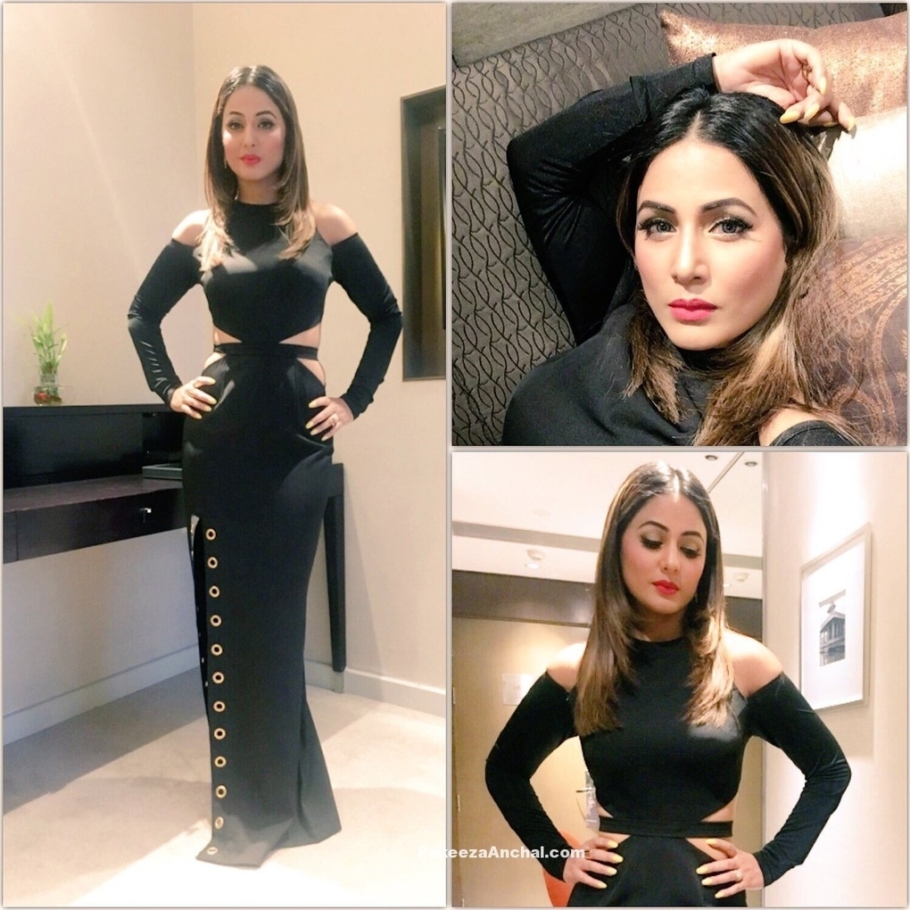 Hina Khan In Black Cut Out Gown From Akara By S