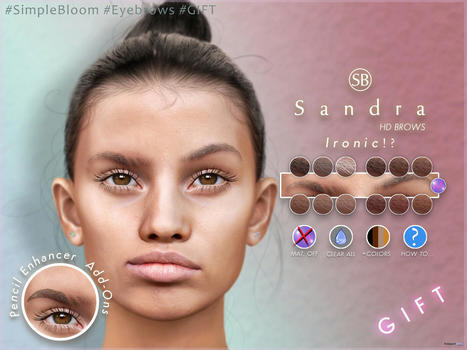 Sandra Ironic 12-Tones Unisex Eyebrows Pack March 2022 Group Gift by Simple Bloom | Teleport Hub - Second Life Freebies | Second Life Freebies | Scoop.it