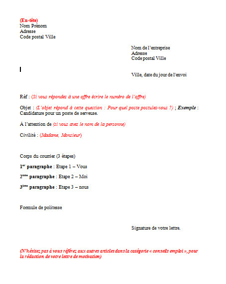 Plan type pour la rédaction d'une 