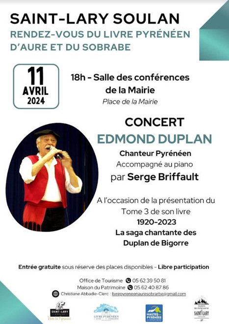 Concert d'Edmond Duplan à Saint-Lary le 11 avril | Vallées d'Aure & Louron - Pyrénées | Scoop.it