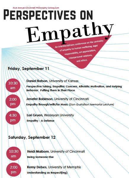 51st Annual Cincinnati Philosophy Colloquium:  Perspectives on Empathy | Empathy Movement Magazine | Scoop.it