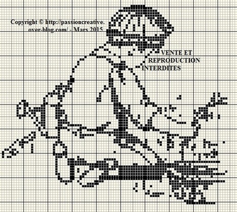 Grille gratuite point de croix : Garçon d'autrefois au jardin - Le blog de Isabelle | Point de croix | Scoop.it