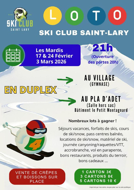Loto du ski club de Saint-Lary le 3 mars | Vall&eacute;es d'Aure & Louron - Pyr&eacute;n&eacute;es | Scoop.it