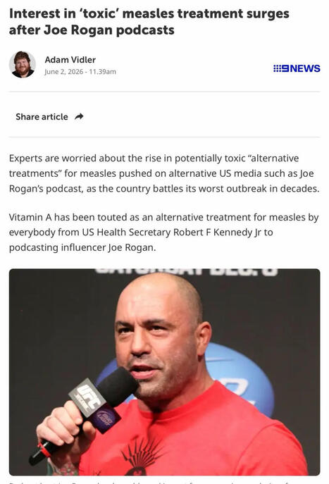 Measles Treatment Interest Surges After Joe Rogan Podcasts | Professor Erwin Loh posted on the topic | H&eacute;sitations Vaccinales: Observatoire HESIVAXs | Scoop.it