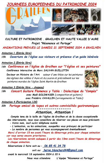 JEP 2024 : Culture et patrimoine à Grailhen le 21 septembre | Vallées d'Aure & Louron - Pyrénées | Scoop.it