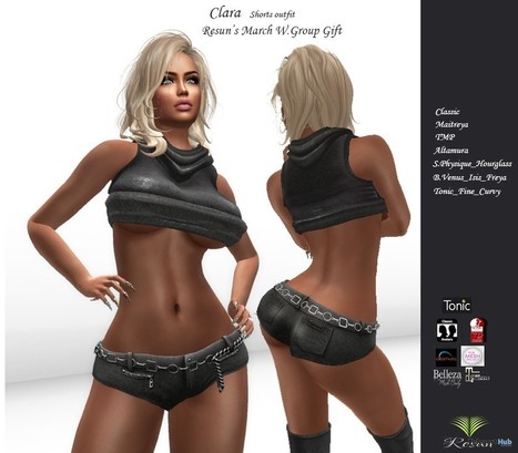 Clara Shorts Outfit March 2019 Group Gift by Resun Fashion Design | Teleport Hub - Second Life Freebies | Second Life Freebies | Scoop.it