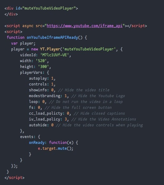 How to Embed a YouTube Video with Sound Muted