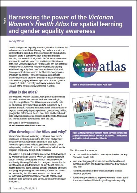 Harnessing the power of the Victorian Women's Heath Atlas for spatial learning and gender equality awareness | GTAV AC:G Y10 - Geographies of human wellbeing | Scoop.it