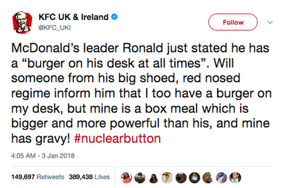 KFC UK and Ireland: #nuclearbutton tweet | consumer psychology | Scoop.it