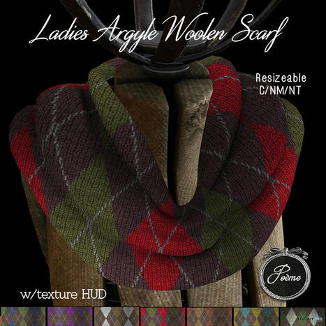 Argyle Woolen Scarf With Texture HUD November 2021 Group Gift by {Poeme} | Teleport Hub - Second Life Freebies | Second Life Freebies | Scoop.it