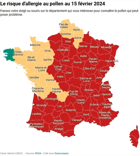 CARTE. Les #pollens envahissent déjà la France : presque tout le pays en alerte rouge | RSE et Développement Durable | Scoop.it