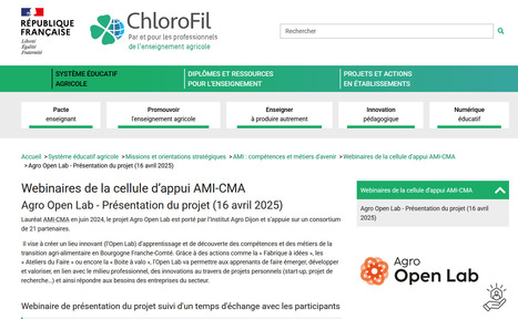 Webinaires de la cellule d’appui AMI-CMA Agro Open Lab- ChloroFil.fr | Innovation pédagogique | Scoop.it