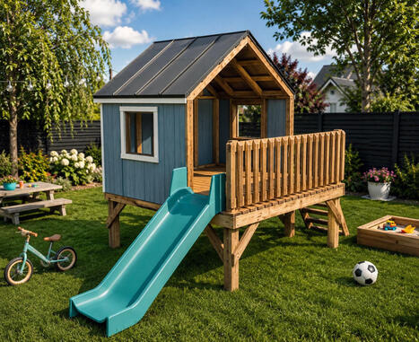 How to Build an 8x8 Elevated Playhouse with Slide | Garden Plans | Scoop.it