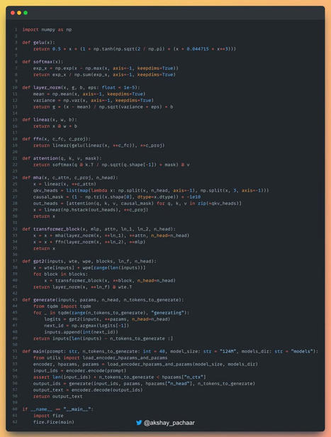 Implementing GPT with NumPy in 60 Lines of Python Code | Best | Scoop.it