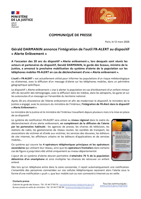 Int&eacute;gration de l&rsquo;outil FR-ALERT au dispositif &laquo; Alerte Enl&egrave;vement &raquo; | Veille juridique du CDG13 | Scoop.it