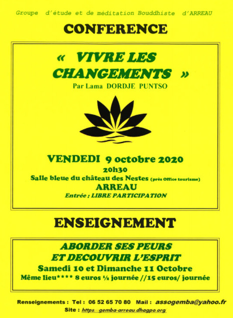 Conférence et enseignement du Groupe d'étude et de méditation bouddhiste à Arreau du 9 au 11 octobre | Vallées d'Aure & Louron - Pyrénées | Scoop.it