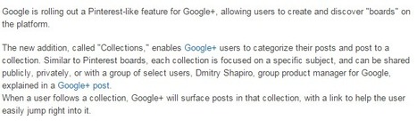 Google Enhances Its Social Capabilities With Google+ Collections - ClickZ | The MarTech Digest | Scoop.it
