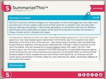 Free Technology for Teachers: SummarizeThis Quickly Summarizes Long Passages of Text | Eclectic Technology | Scoop.it