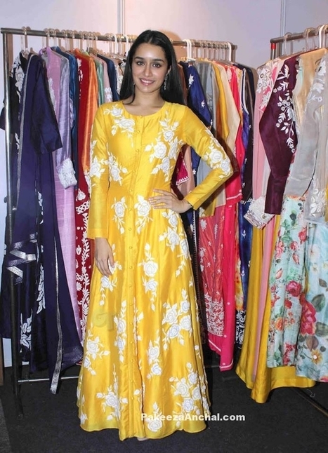 Shraddha Kapoor in Yellow Silk Floor length Dress with white Floral Embroidery | Indian Fashion Updates | Scoop.it
